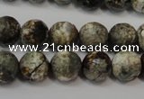 CAG5815 15 inches 10mm faceted round fire crackle agate beads