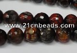 CAG5816 15 inches 10mm faceted round fire crackle agate beads