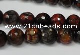 CAG5816 15 inches 10mm faceted round fire crackle agate beads