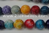 CAG5818 15 inches 10mm faceted round fire crackle agate beads