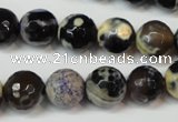 CAG5822 15 inches 12mm faceted round fire crackle agate beads