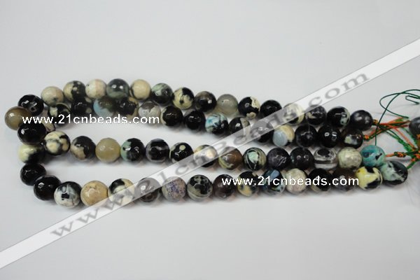 CAG5822 15 inches 12mm faceted round fire crackle agate beads