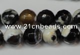 CAG5823 15 inches 12mm faceted round fire crackle agate beads