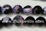 CAG5824 15 inches 12mm faceted round fire crackle agate beads