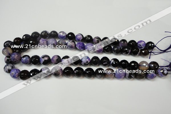 CAG5824 15 inches 12mm faceted round fire crackle agate beads