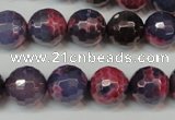 CAG5826 15 inches 12mm faceted round fire crackle agate beads