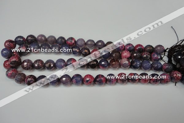 CAG5826 15 inches 12mm faceted round fire crackle agate beads