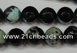 CAG5828 15 inches 12mm faceted round fire crackle agate beads