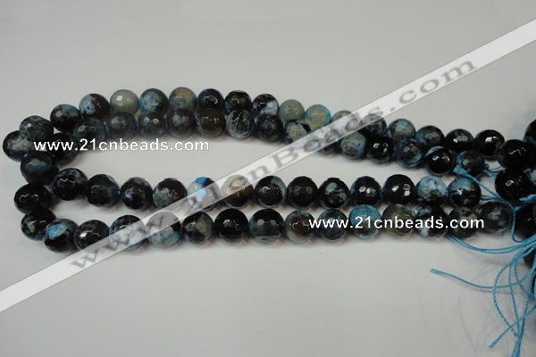 CAG5829 15 inches 12mm faceted round fire crackle agate beads