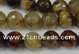 CAG5831 15 inches 12mm faceted round fire crackle agate beads