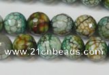 CAG5833 15 inches 12mm faceted round fire crackle agate beads