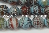 CAG5834 15 inches 12mm faceted round fire crackle agate beads