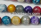 CAG5836 15 inches 12mm faceted round fire crackle agate beads