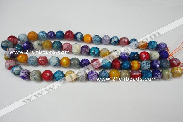 CAG5836 15 inches 12mm faceted round fire crackle agate beads