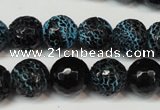 CAG5838 15 inches 12mm faceted round fire crackle agate beads