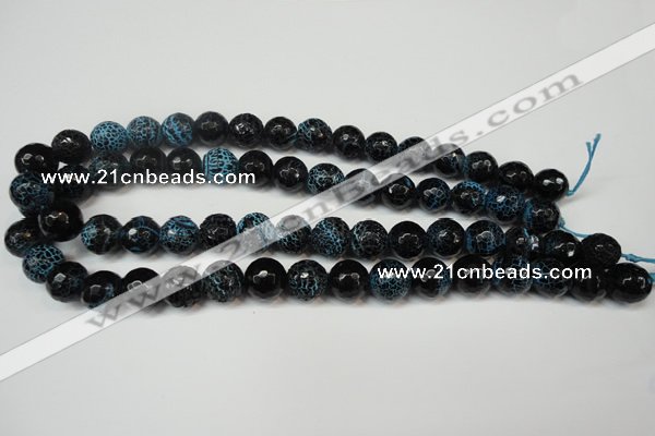 CAG5838 15 inches 12mm faceted round fire crackle agate beads