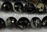 CAG5840 15 inches 14mm faceted round fire crackle agate beads