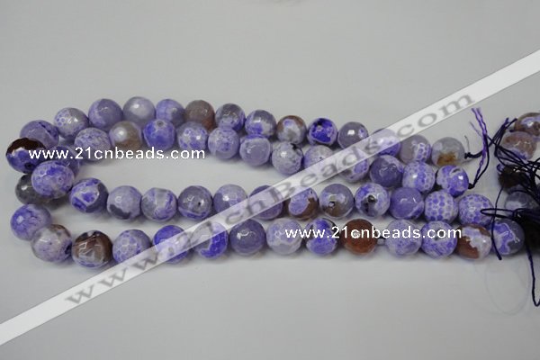 CAG5843 15 inches 14mm faceted round fire crackle agate beads