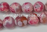 CAG5845 15 inches 14mm faceted round fire crackle agate beads