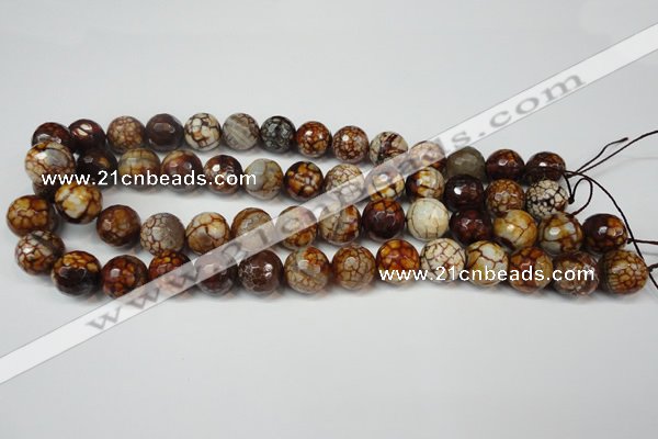 CAG5850 15 inches 14mm faceted round fire crackle agate beads