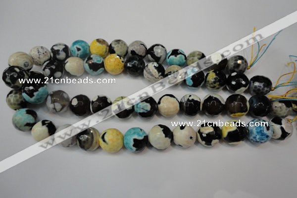 CAG5857 15 inches 16mm faceted round fire crackle agate beads