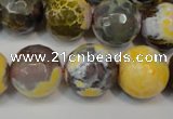 CAG5858 15 inches 16mm faceted round fire crackle agate beads