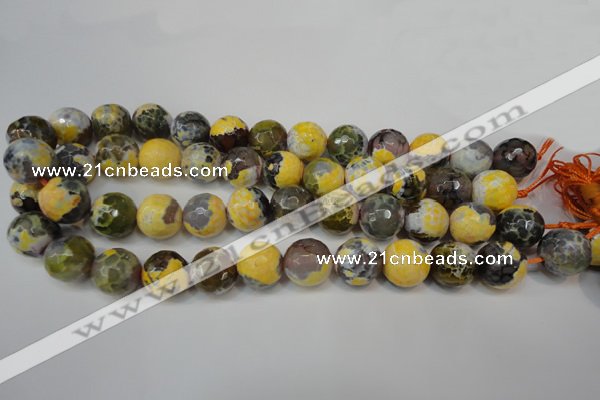 CAG5858 15 inches 16mm faceted round fire crackle agate beads