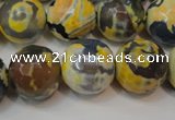 CAG5859 15 inches 16mm faceted round fire crackle agate beads