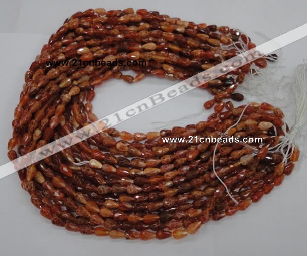 CAG586 15.5 inches 8*12mm faceted teardrop natural fire agate beads