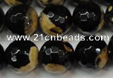 CAG5860 15 inches 16mm faceted round fire crackle agate beads