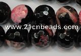 CAG5862 15 inches 16mm faceted round fire crackle agate beads