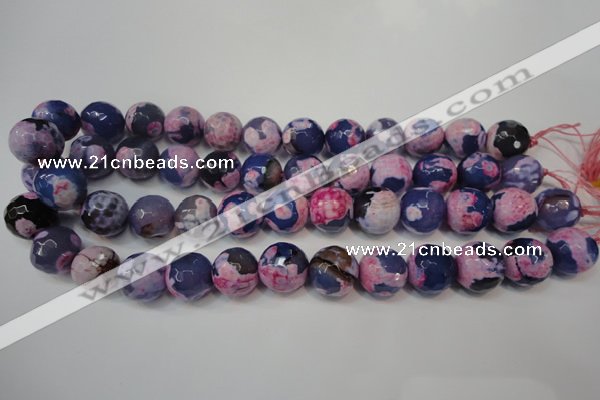 CAG5863 15 inches 16mm faceted round fire crackle agate beads