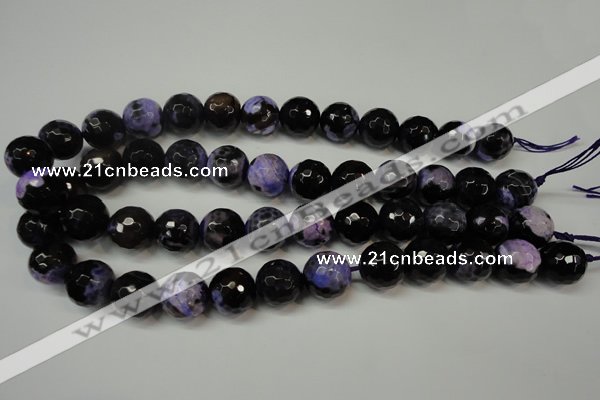 CAG5864 15 inches 16mm faceted round fire crackle agate beads