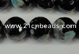 CAG5865 15 inches 16mm faceted round fire crackle agate beads