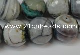 CAG5866 15 inches 16mm faceted round fire crackle agate beads