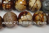 CAG5867 15 inches 16mm faceted round fire crackle agate beads
