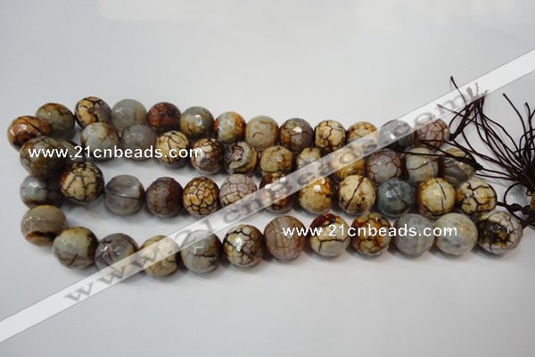 CAG5867 15 inches 16mm faceted round fire crackle agate beads