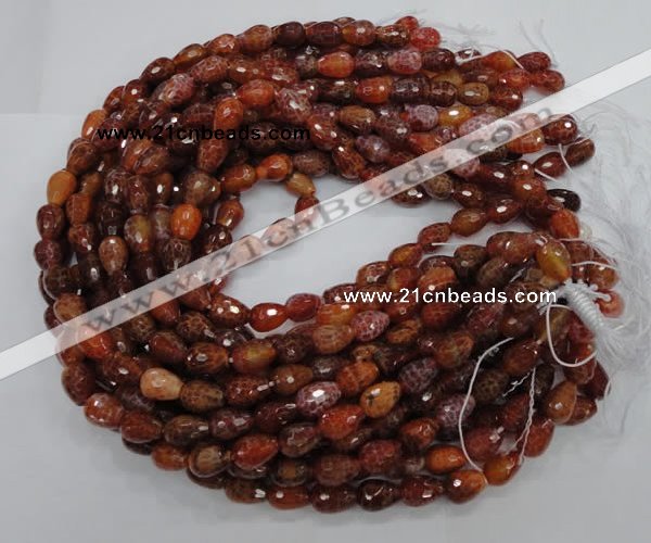 CAG587 15.5 inches 10*14mm faceted teardrop natural fire agate beads