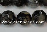 CAG5870 15 inches 16mm faceted round fire crackle agate beads