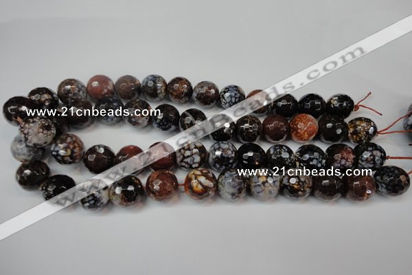 CAG5871 15 inches 16mm faceted round fire crackle agate beads