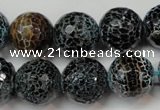 CAG5872 15 inches 16mm faceted round fire crackle agate beads