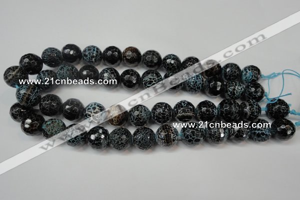 CAG5872 15 inches 16mm faceted round fire crackle agate beads