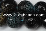 CAG5878 15 inches 18mm faceted round fire crackle agate beads