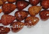 CAG588 15.5 inches 13*18mm faceted teardrop natural fire agate beads