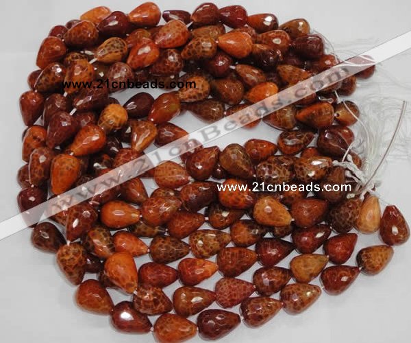 CAG588 15.5 inches 13*18mm faceted teardrop natural fire agate beads