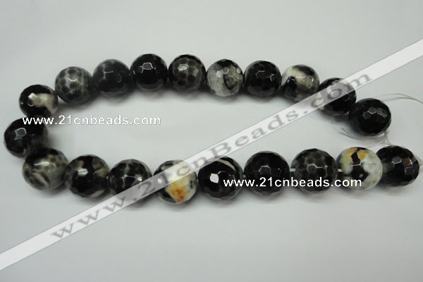 CAG5880 15 inches 20mm faceted round fire crackle agate beads