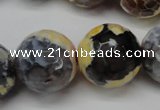 CAG5882 15 inches 20mm faceted round fire crackle agate beads