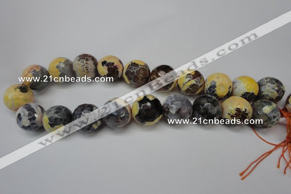 CAG5882 15 inches 20mm faceted round fire crackle agate beads