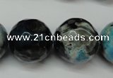 CAG5887 15 inches 20mm faceted round fire crackle agate beads