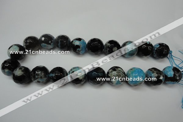 CAG5887 15 inches 20mm faceted round fire crackle agate beads